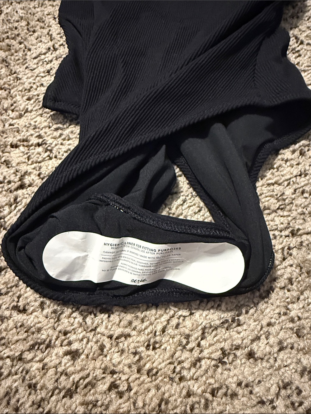 aerie Black One-Piece Bandeau Swimsuit with Front Tie - Picture 4 of 4